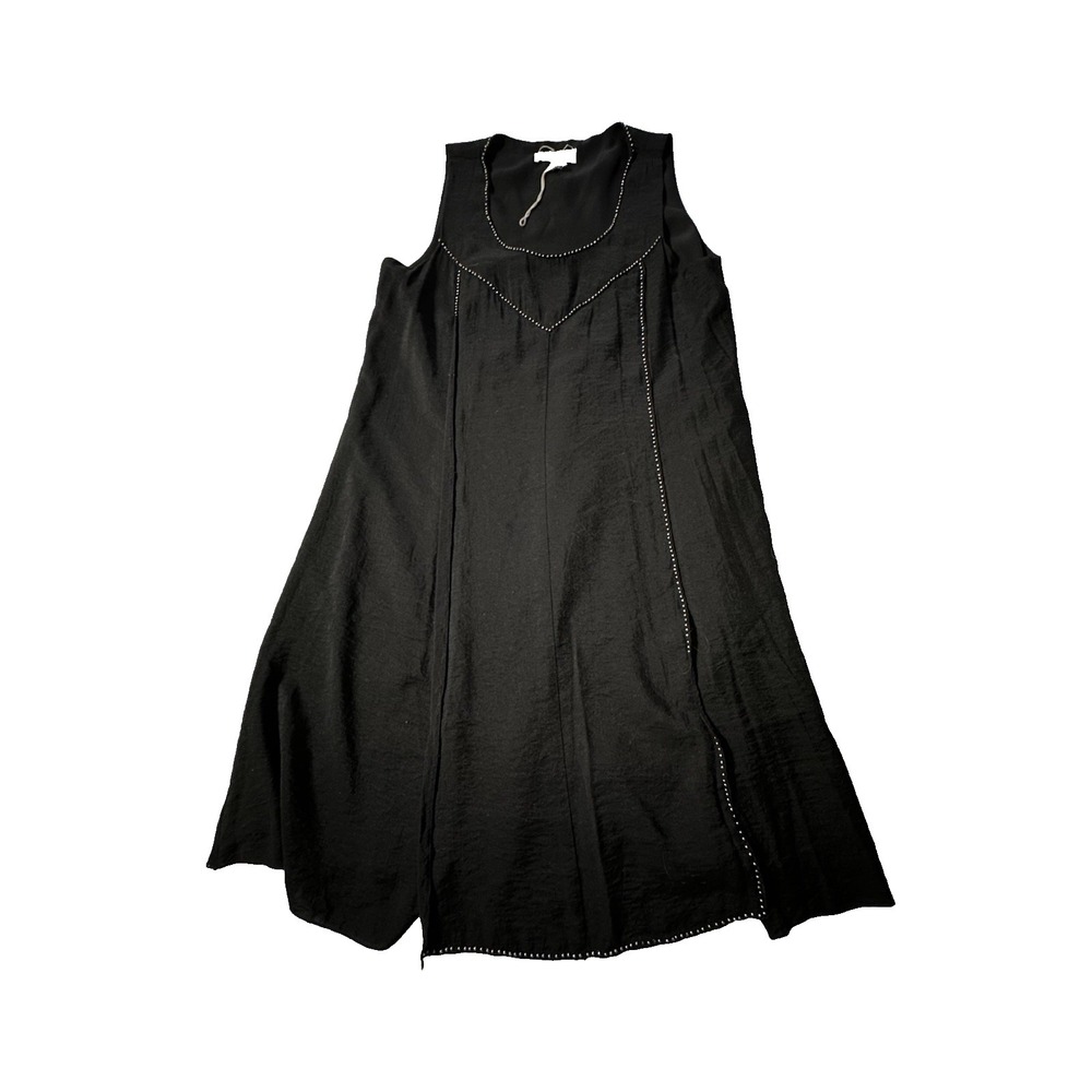 Vince Camuto Black Sleeveless Dress Studded Trim A-Line Womens Size Small